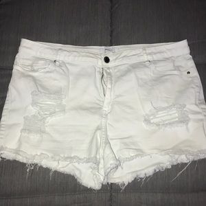 Forever 21 white distressed shorts